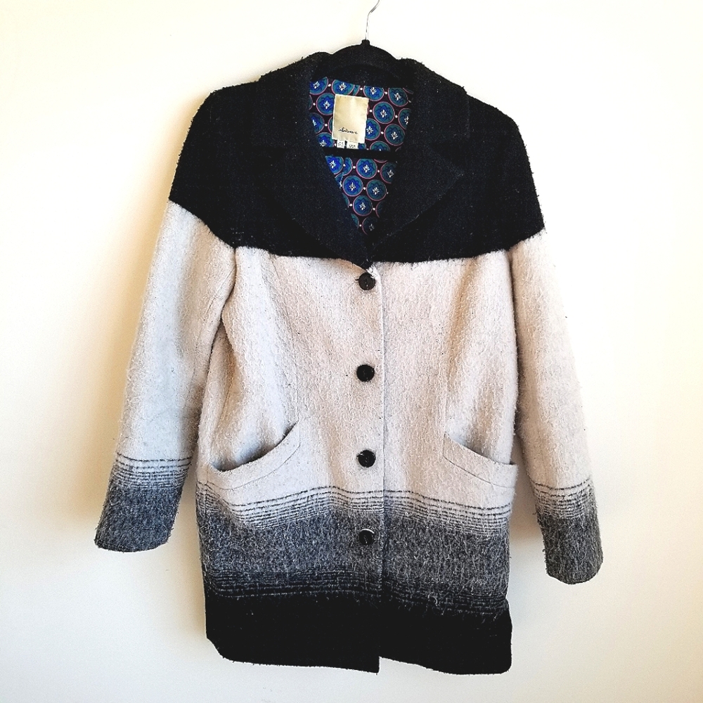 Anthropologie Elevenses gray color block wool coat